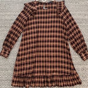 Zara Ruffled Plaid Dress